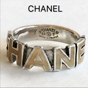 Authentic Chanel Vintage Logo Ring 6.25"